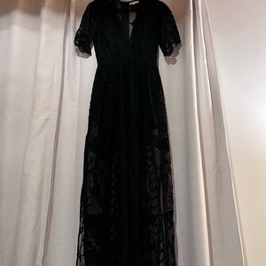 Black Lace Romper with Overlay